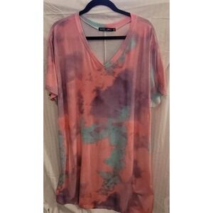 NEW PLUS SIZE 4X Glitzy Girl‎ Tie dyed Tee Shirt dress with pockets